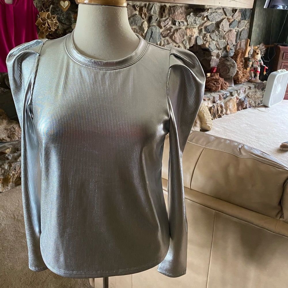 Silver color INC long sleeve top New without tag